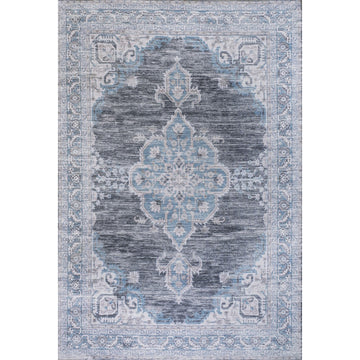 Wincer Chenille Cottage Medallion Machine-washable Area Rug